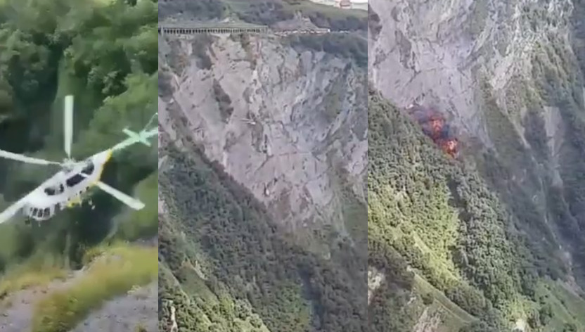 გუდაურში, სამაშველო ვერტმფრენი, რომელშიც 5 ადამიანი იმყოფებოდა, კლდეს დაეჯახა და აფეთქდა