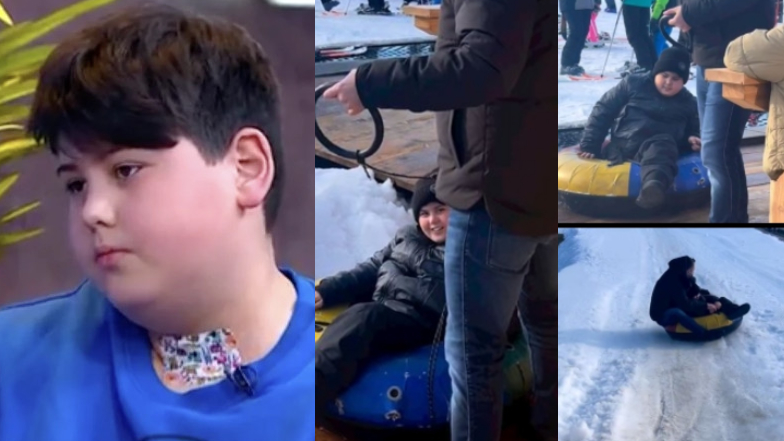 პატარა დათი ქოქრაშვილი მამასთან ერთად სრიალებს – ბედნიერი კადრები