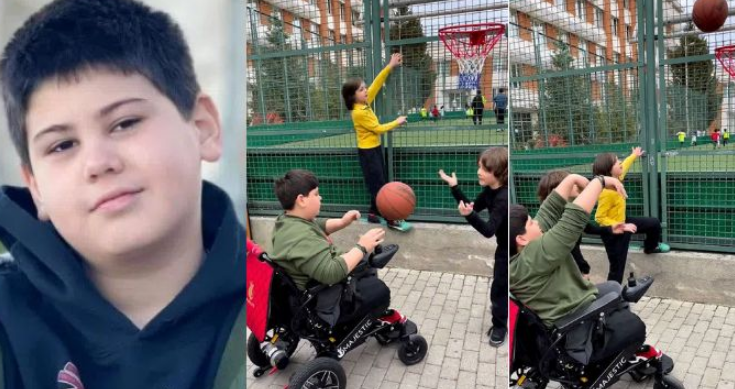 პოზიტიური კადრები – დათი ქოქრაშვილი მეგობრებთან ერთად კალათბურთს თამაშობს