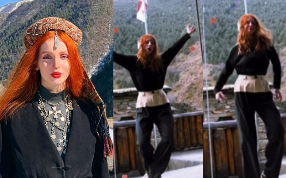 “სილამაზე და ნიჭიერება” – ნახეთ მარგარეტ დაიაურის ცეკვა ხევსურეთის მთების ფონზე