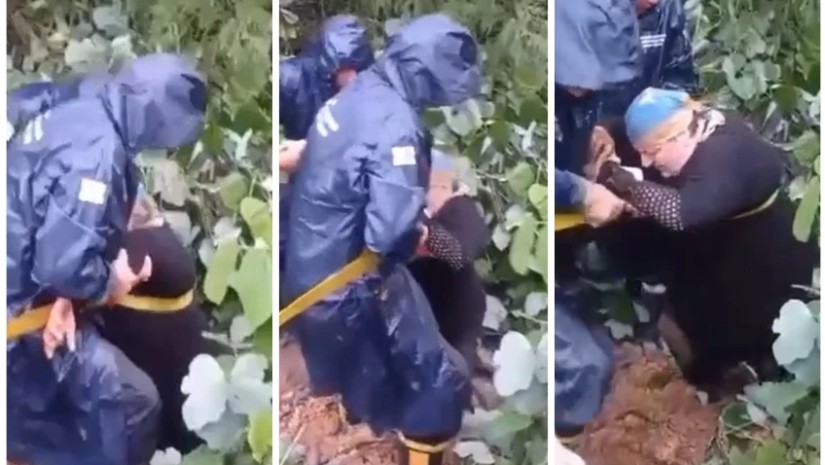 მაშველებმა დამეწყრილი ადგილიდან ქალი ამოიყვანეს – ემოციური ვიდეო