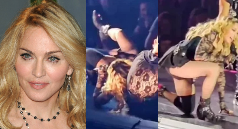 65 წლის მადონა სცენაზე პერფორმანსის დროს წაიქცა – ვიდეო სოციალურ ქსელს იპყრობს