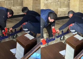 კადრები სიონის ტაძრიდან, სადაც ამ წუთეებში პატრიარქის სამუდამო განსასვენებელს ამზადებენ